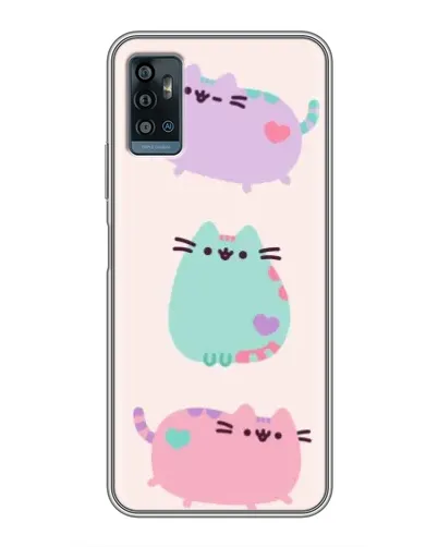 Чехол для ZTE Blade A71 с картинкой «Pusheen трио»