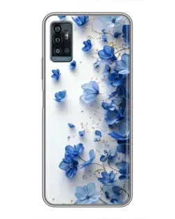 Чехол для ZTE Blade A71 с картинкой «Голубой цветочный каскад»