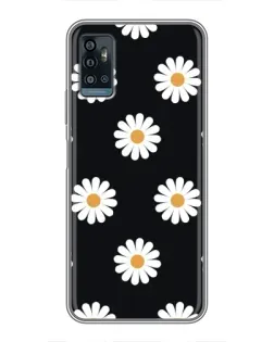 Чехол для ZTE Blade A71 с картинкой «Ромашки на черном»