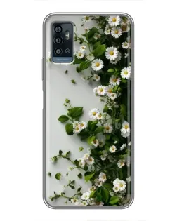 Чехол для ZTE Blade A71 с картинкой «Ветка мелких белых цветов»