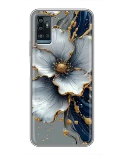 Чехол для ZTE Blade A71 с картинкой «Белый цветок и золотой флюид»