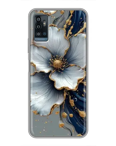 Чехол для ZTE Blade A71 с картинкой «Белый цветок и золотой флюид» Чехол для ZTE Blade A71 с картинкой «Белый цветок и золотой флюид»