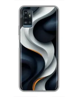 Чехол для ZTE Blade A71 с картинкой «Объемные черно-белые ленты»