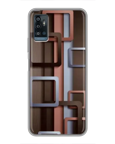 Чехол для ZTE Blade A71 с картинкой «Коричневые объемные квадраты»