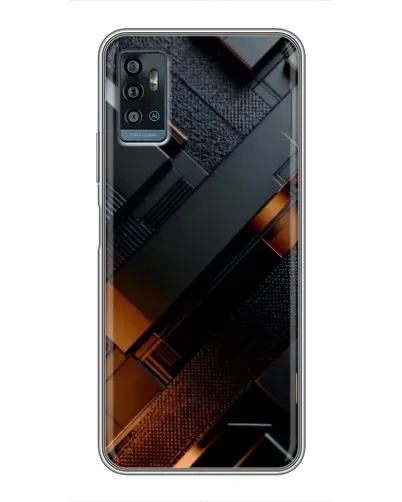 Чехол для ZTE Blade A71 с картинкой «Черные геометрические блоки»