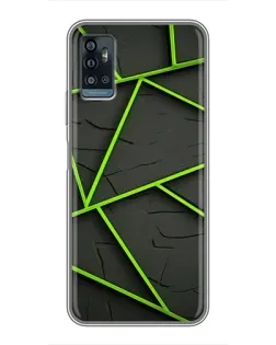 Чехол для ZTE Blade A71 с картинкой «Зеленые геометрические линии»