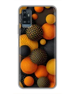 Чехол для ZTE Blade A71 с картинкой «Объемные оранжевые сферы»