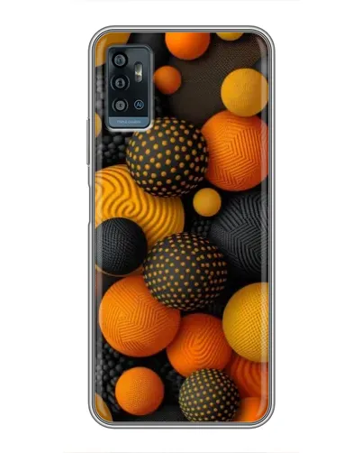 Чехол для ZTE Blade A71 с картинкой «Объемные оранжевые сферы»