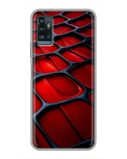 Чехол для ZTE Blade A71 с картинкой «Красная глянцевая сетка»