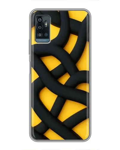 Чехол для ZTE Blade A71 с картинкой «Черное желтое переплетение»