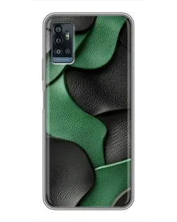 Чехол для ZTE Blade A71 с картинкой «Зеленые кожаные волны»