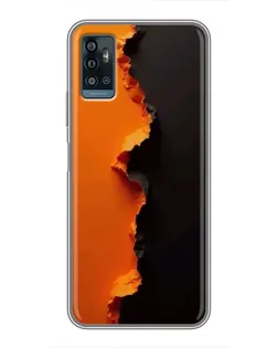 Чехол для ZTE Blade A71 с картинкой «Оранжевый разлом»