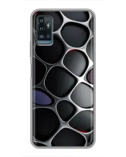 Чехол для ZTE Blade A71 с картинкой «Объемная темная решетка»