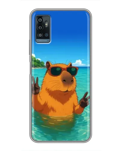 Чехол для ZTE Blade A71 с картинкой «Морская капибара»