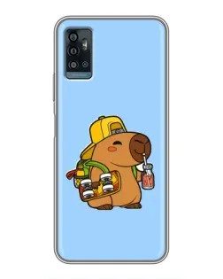 Чехол для ZTE Blade A71 с картинкой «Капибара на скейте»