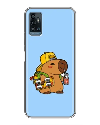 Чехол для ZTE Blade A71 с картинкой «Капибара на скейте»
