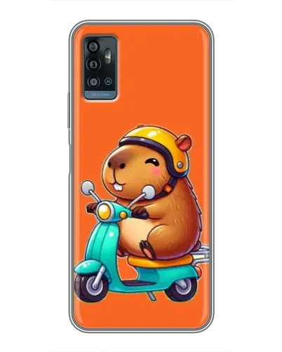 Чехол для ZTE Blade A71 с картинкой «Капибара на скутере»