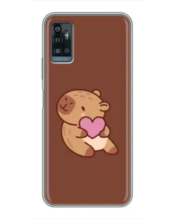 Чехол для ZTE Blade A71 с картинкой «Капибара с сердцем»