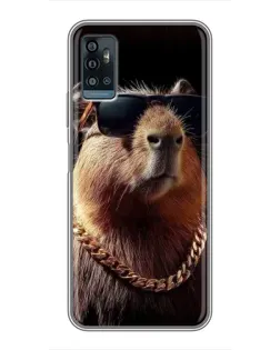 Чехол для ZTE Blade A71 с картинкой «Капибара золотая цепь»