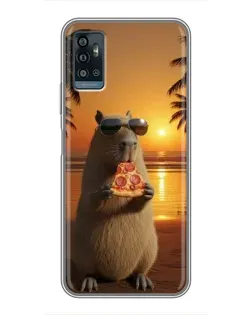 Чехол для ZTE Blade A71 с картинкой «Капибара с пиццей»