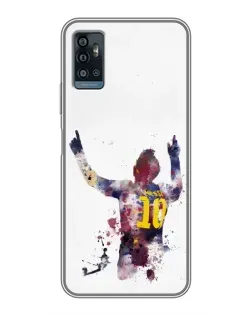 Чехол для ZTE Blade A71 с картинкой «Акварельный Месси Барселона»