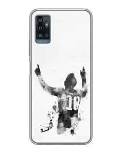 Чехол для ZTE Blade A71 с картинкой «Черно-белый силуэт Месси» Чехол для ZTE Blade A71 с картинкой «Черно-белый силуэт Месси»