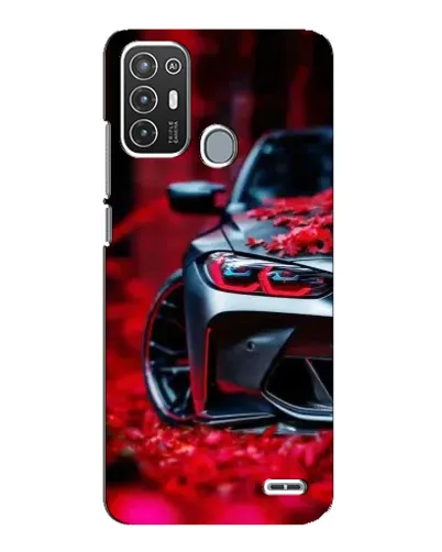 Чехол для ZTE Blade A72 с картинкой «Спортивная BMW и цветы»
