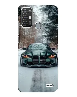Чехол для ZTE Blade A72 с картинкой «BMW в зимнем лесу»
