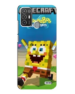 Чехол для ZTE Blade A72 с картинкой «Губка Боб Minecraft»