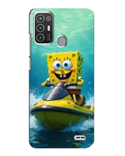 Чехол для ZTE Blade A72 с картинкой «Спанч Боб на гидроцикле»