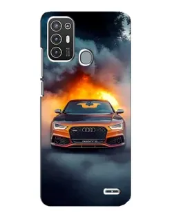 Чехол для ZTE Blade A72 с картинкой «Audi в огненном дыму»