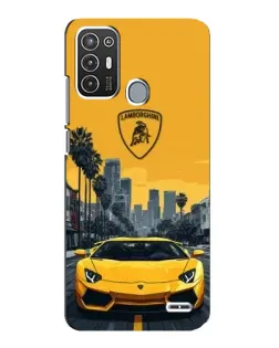 Чехол для ZTE Blade A72 с картинкой «Желтый Lamborghini город»