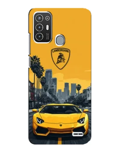 Чехол для ZTE Blade A72 с картинкой «Желтый Lamborghini город»