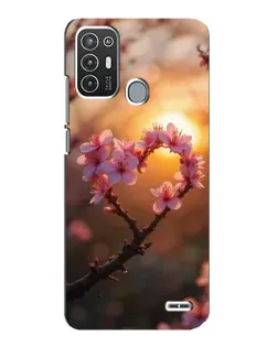 Чехол для ZTE Blade A72 с картинкой «Розовый цвет сердце на фоне заката»