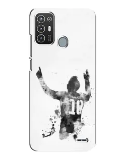 Чехол для ZTE Blade A72 с картинкой «Черно-белый силуэт Месси»