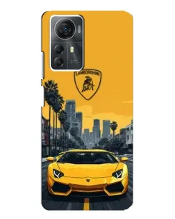 Чохол для ZTE Blade A72s з картинкою «Жовтий Lamborghini місто»