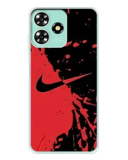 Чехол для ZTE Blade A73 с картинкой «Красные брызги Nike»