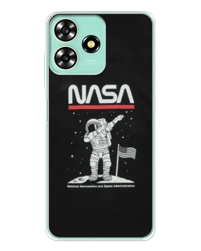 Чехол для ZTE Blade A73 с картинкой «NASA — шагаем по Луне»
