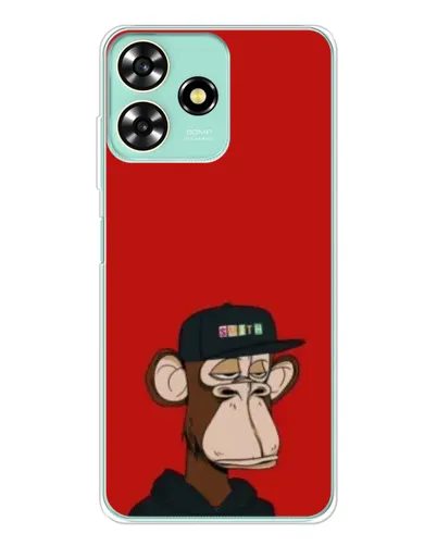 Чехол для ZTE Blade A73 с картинкой «Bored Ape — красный фон» Чехол для ZTE Blade A73 с картинкой «Bored Ape — красный фон»