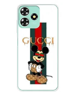 Чехол для ZTE Blade A73 с картинкой «Микки Маус Gucci — полосы»
