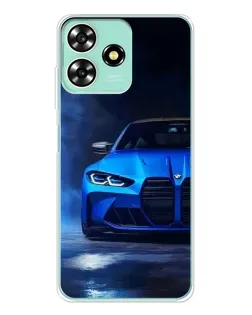 Чехол для ZTE Blade A73 с картинкой «Голубая BMW M4»