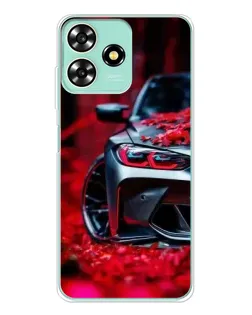 Чехол для ZTE Blade A73 с картинкой «Спортивная BMW и цветы»