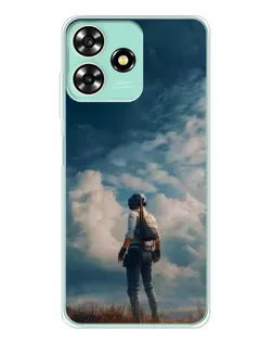 Чехол для ZTE Blade A73 с картинкой «Герой PUBG на скале»