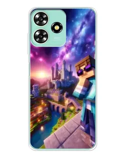 Чехол для ZTE Blade A73 с картинкой «Стив и космос»