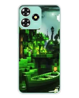 Чехол для ZTE Blade A73 с картинкой «Minecraft лесной пейзаж»