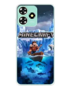 Чехол для ZTE Blade A73 с картинкой «Minecraft ледяной мир»