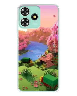 Чехол для ZTE Blade A73 с картинкой «Розовое дерево Minecraft»