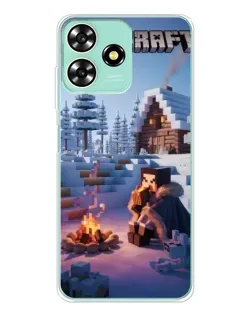 Чехол для ZTE Blade A73 с картинкой «Зимний Minecraft»