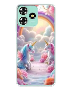 Чохол для ZTE Blade A73 з картинкою «Веселка і єдинороги»