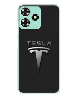 Чехол для ZTE Blade A73 с картинкой «Стальной логотип Tesla»